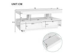 Mesa de centro com LED - gaveta e compartimentos abertos - Branco