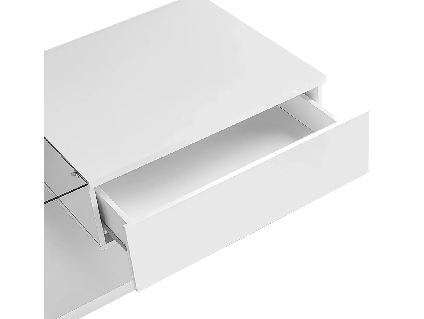 Mesa de centro com LED - vidro e aglomerado - Branco