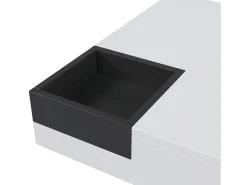 Mesa de centro com LED e compartimento amovível - Acabamento branco brilhante