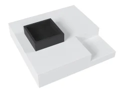 Mesa de centro com LED e compartimento amovível - Acabamento branco brilhante