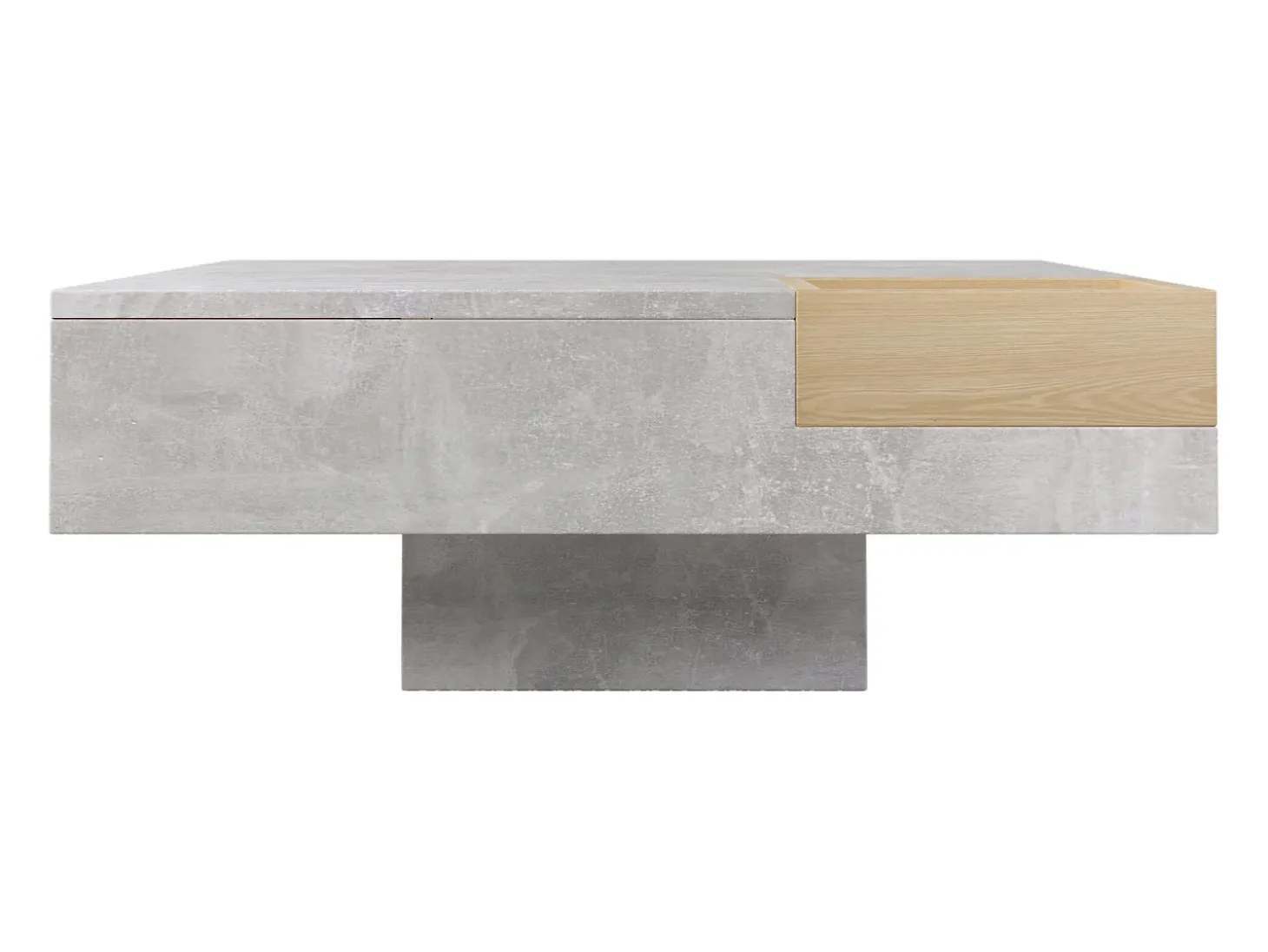 Mesa de centro com LED e compartimento amovível - Madeira PB - Cinza