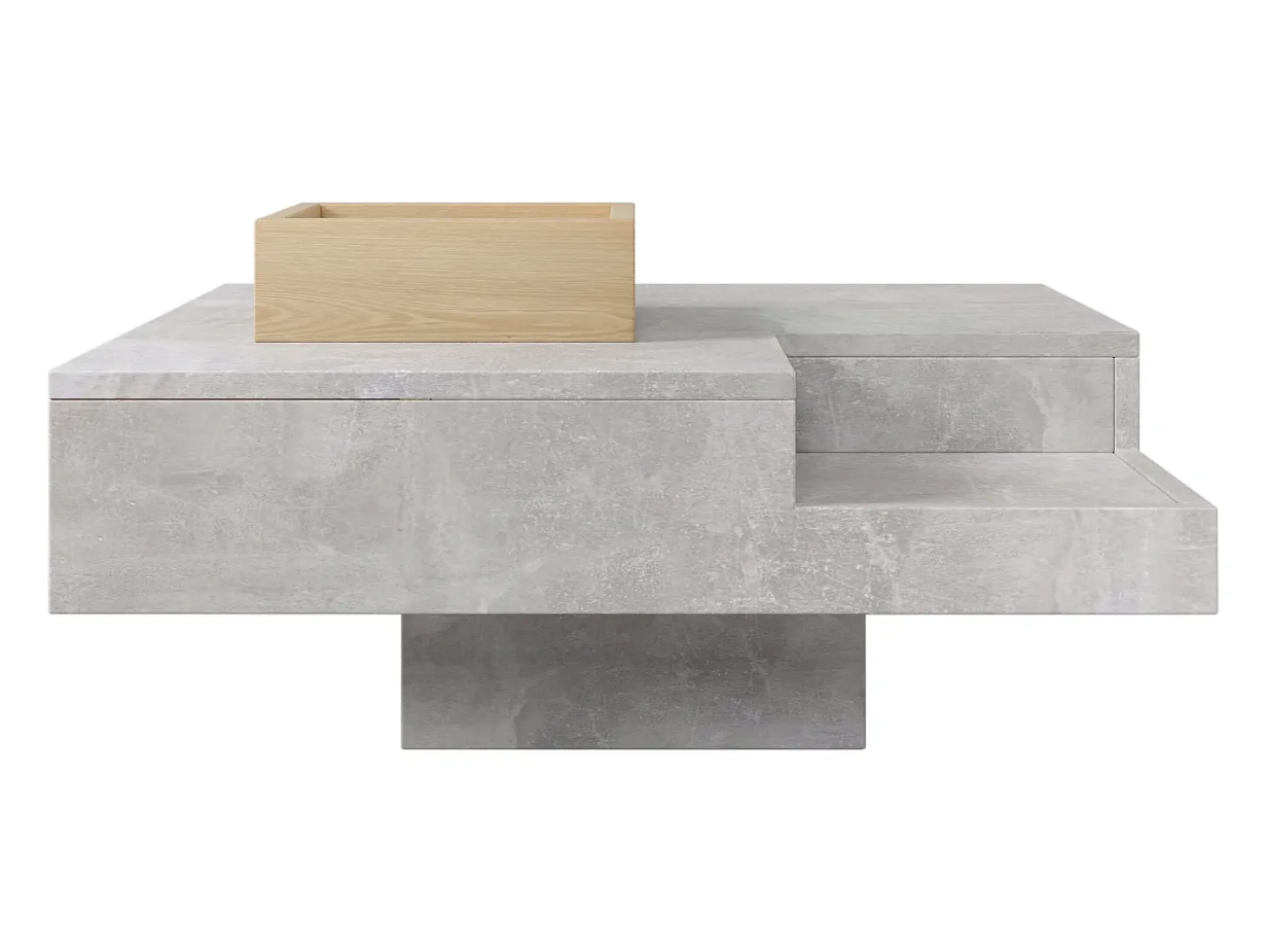 Mesa de centro com LED e compartimento amovível - Madeira PB - Cinza
