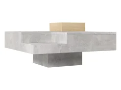 Mesa de centro com LED e compartimento amovível - Madeira PB - Cinza