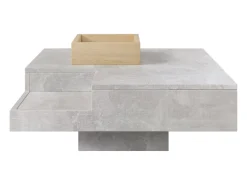 Mesa de centro com LED e compartimento amovível - Madeira PB - Cinza