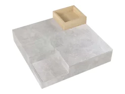 Mesa de centro com LED e compartimento amovível - Madeira PB - Cinza