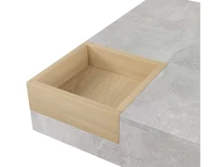 Mesa de centro com LED e compartimento amovível - Madeira PB - Cinza