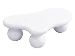 Mesa de centro com LEDs - 95 x 62,5 x 32 cm - design em forma de nuvem e pernas redondas - branco puro
