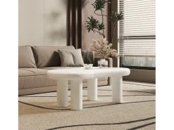 Mesa de centro com LEDs - 98 x 65,5 x 40 cm - com 1 gaveta - em forma de nuvem - MDF - branco