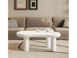 Mesa de centro com LEDs - 98 x 65,5 x 40 cm - com 1 gaveta - em forma de nuvem - MDF - branco