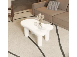 Mesa de centro com LEDs - 98 x 65,5 x 40 cm - com 1 gaveta - em forma de nuvem - MDF - branco