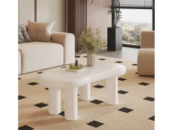 Mesa de centro com LEDs - 98 x 65,5 x 40 cm - com 1 gaveta - em forma de nuvem - MDF - branco