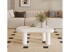 Mesa de centro com LEDs - 98 x 65,5 x 40 cm - com 1 gaveta - em forma de nuvem - MDF - branco