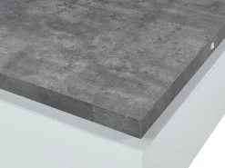 Mesa de centro com LEDs - 2 gavetas - MDF lacado - Branco e cinza cimento. HALO II