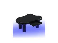 Mesa de centro com LEDs - 98 x 65,5 x 40 cm - com 1 gaveta - em forma de nuvem - MDF - preta