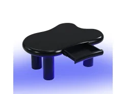 Mesa de centro com LEDs - 98 x 65,5 x 40 cm - com 1 gaveta - em forma de nuvem - MDF - preta