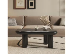 Mesa de centro com LEDs - 98 x 65,5 x 40 cm - com 1 gaveta - em forma de nuvem - MDF - preta