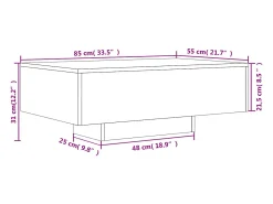 Mesa de centro com luzes LED 85x55x31 cm carvalho fumado