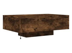 Mesa de centro com luzes LED 85x55x31 cm carvalho fumado
