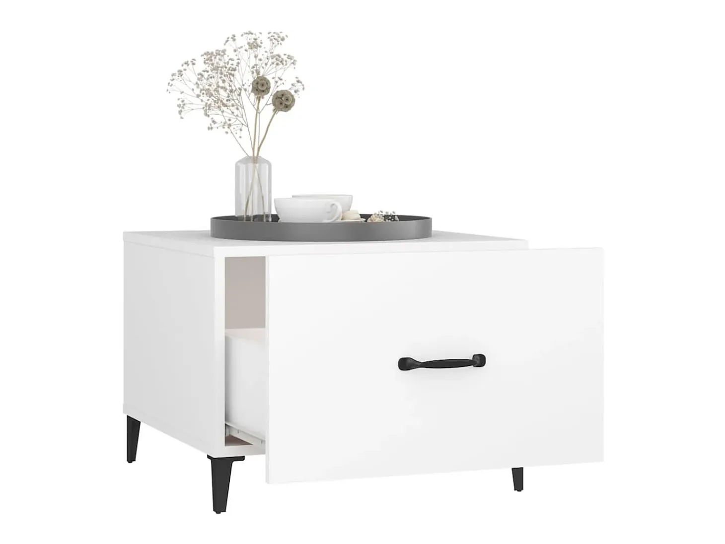Mesa de centro com pernas de metal 2 pcs 50x50x40 cm branco PT320164