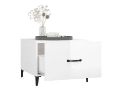 Mesa de centro com pernas de metal 50x50x40 cm branco brilhante PT379573