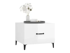Mesa de centro com pernas de metal 50x50x40 cm branco brilhante PT379573