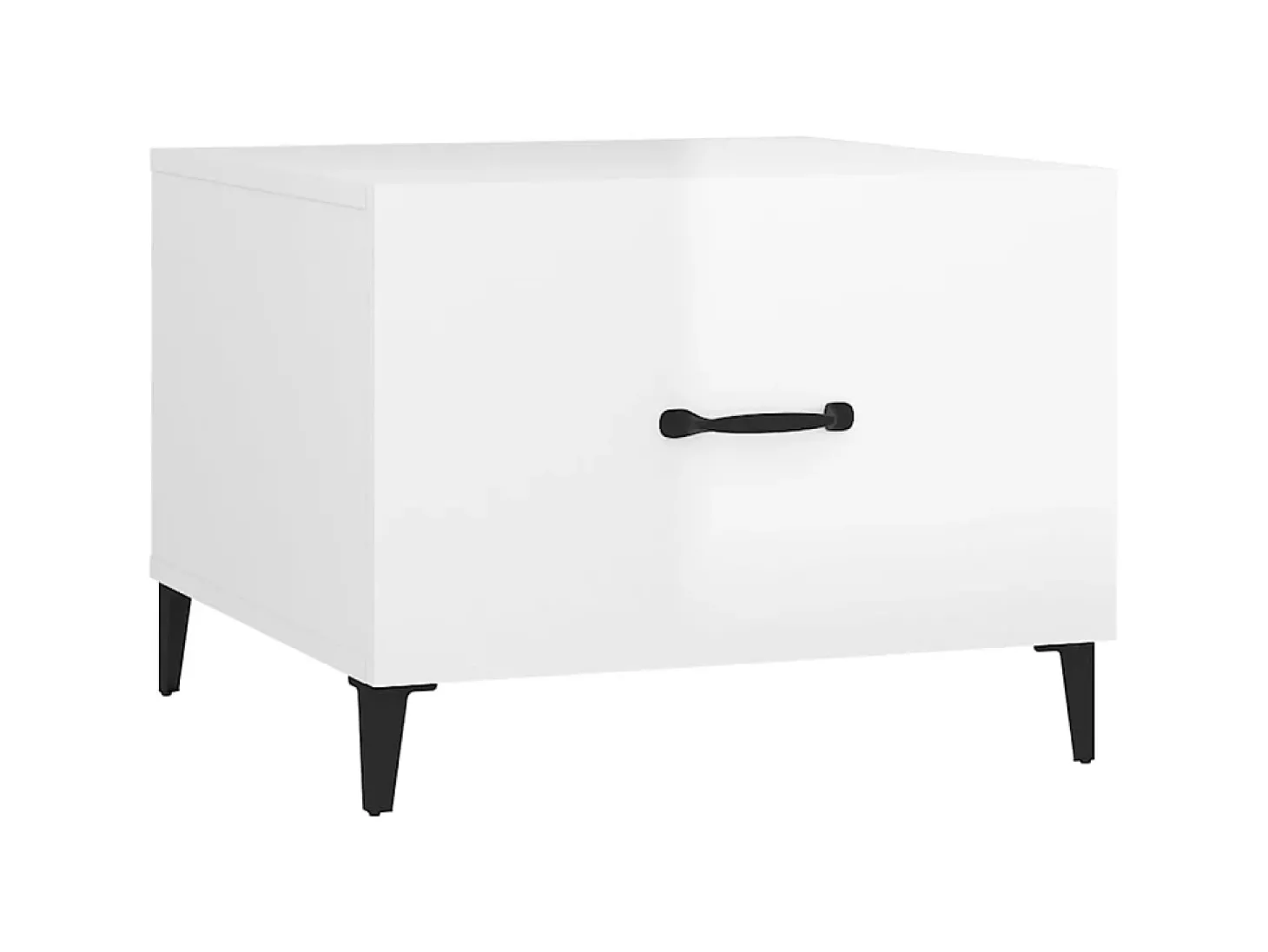Mesa de centro com pernas de metal 50x50x40 cm branco brilhante PT379573