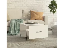 Mesa de centro com pernas de metal 50x50x40 cm branco brilhante PT379573