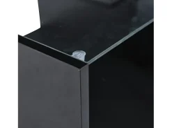 Mesa de centro com tampo elevatório e LED, armazenamento integrado, em laca preta brilhante