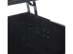 Mesa de centro com tampo elevatório e LED, armazenamento integrado, em laca preta brilhante