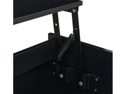 Mesa de centro com tampo elevável em preto brilhante e espaço de arrumação - Madeira PB