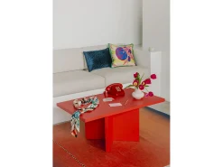 Mesa de centro com tampo laminado de 3 cm vermelho chama 100x60 cm