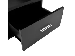 Mesa de centro com tampo elevatório, iluminação LED e gaveta - Acabamento brilhante - Preto