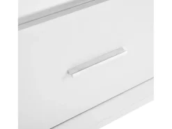 Mesa de centro com tampo elevatório, iluminação LED e gaveta - Acabamento brilhante - Branco