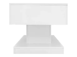 Mesa de centro com tampo elevatório, acabamento brilhante, iluminação LED e espaço de arrumação - Branco