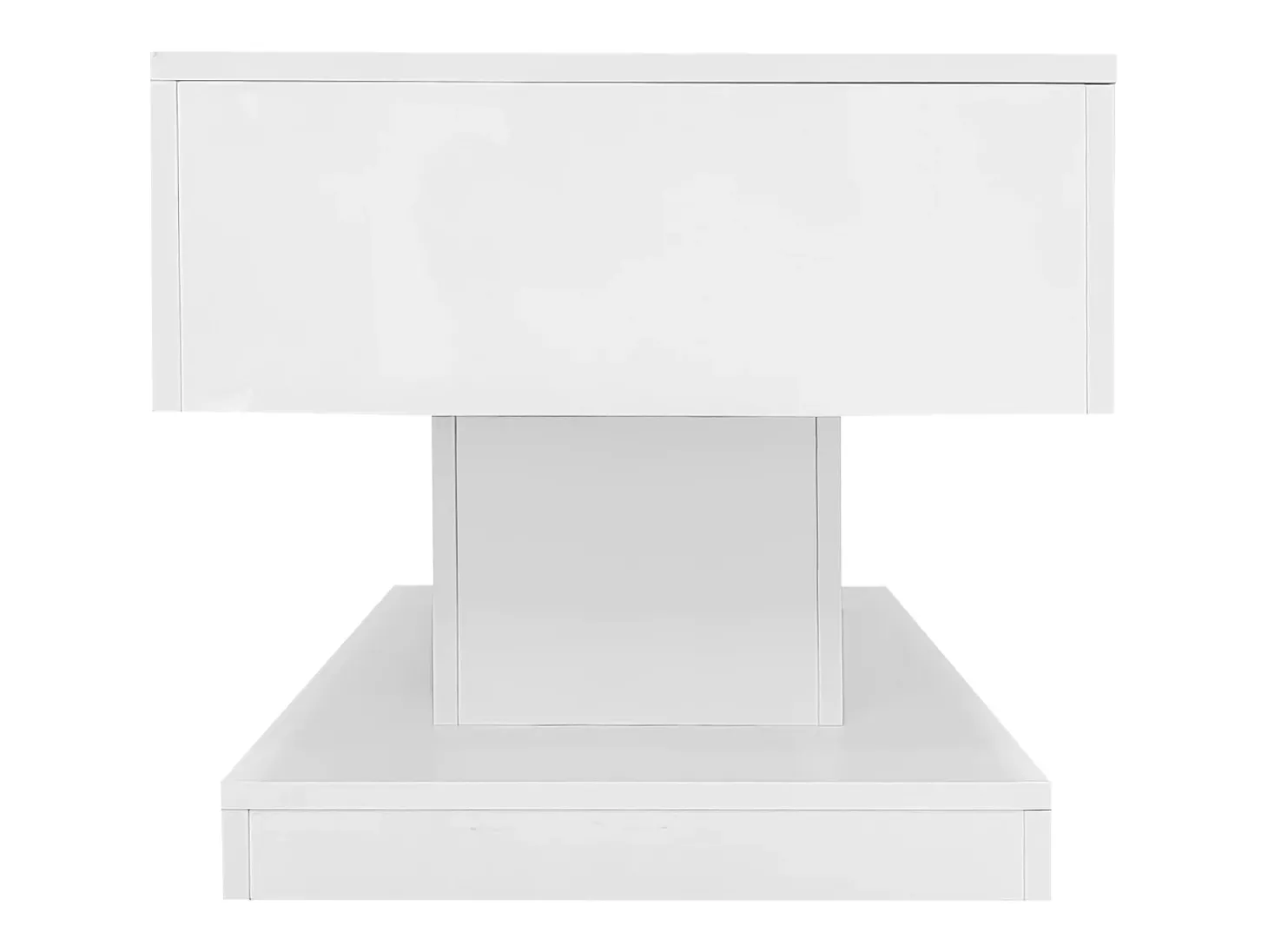 Mesa de centro com tampo elevatório, acabamento brilhante, iluminação LED e espaço de arrumação - Branco