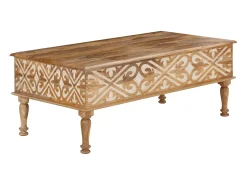 Mesa de centro com tampo elevável e 2 gavetas de aglomerado