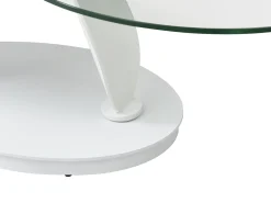 Mesa de centro com tampos giratórios cerâmica, vidro temperado e metal branco - MANEYA