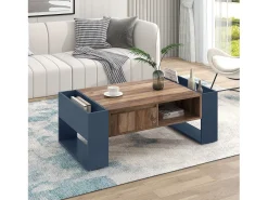 Mesa de centro com uma gaveta - estilo industrial - Castanho e Preto