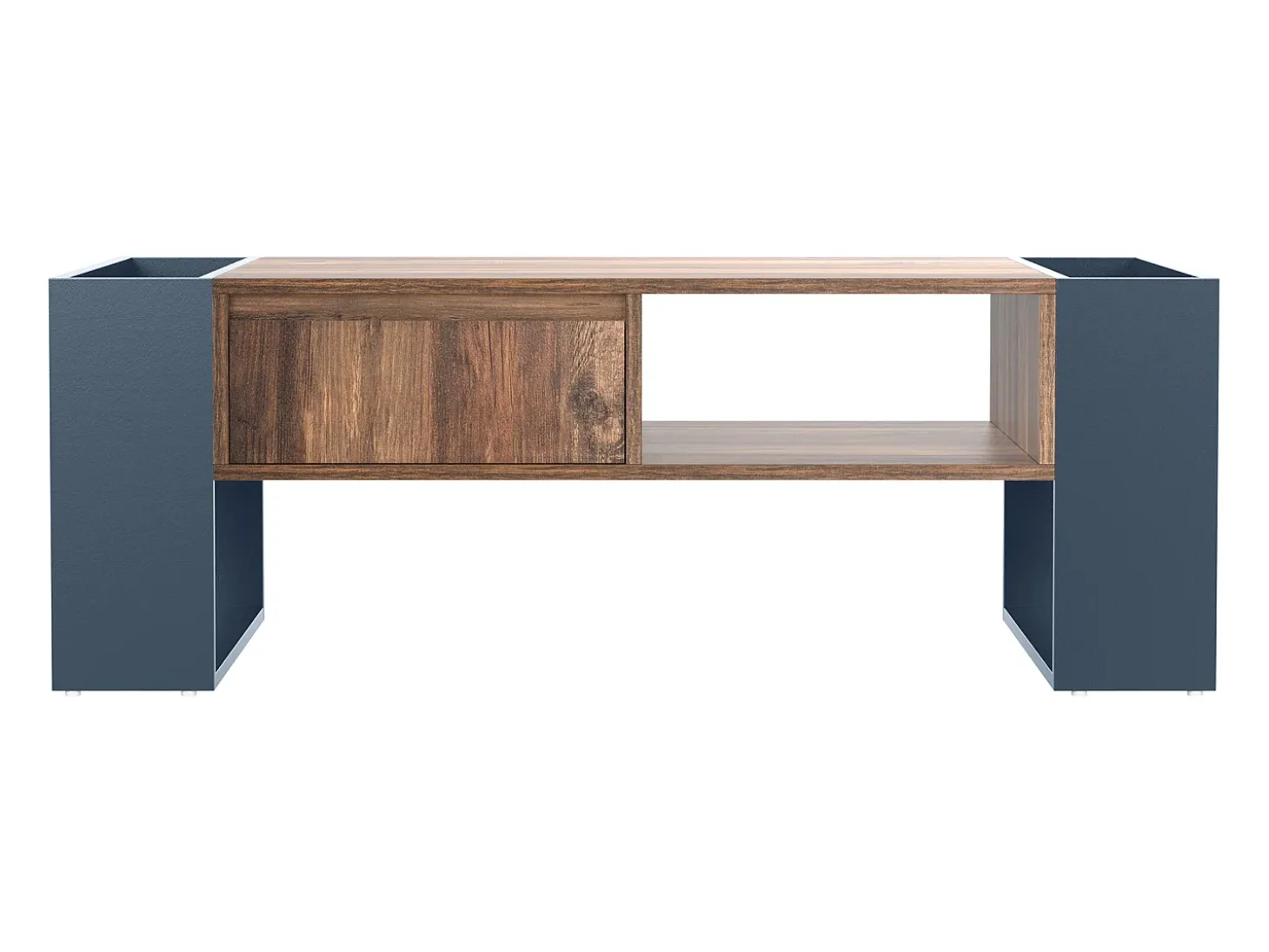 Mesa de centro com uma gaveta - estilo industrial - Castanho e Preto