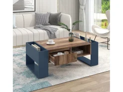 Mesa de centro com uma gaveta - estilo industrial - Castanho e Preto