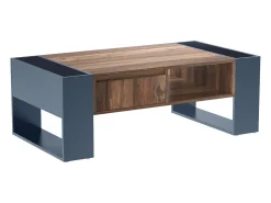 Mesa de centro com uma gaveta - estilo industrial - Castanho e Preto