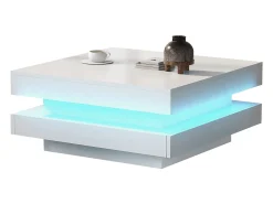 Mesa de centro contemporânea com LED em 16 cores - formato quadrado - Branco