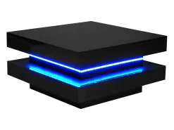 Mesa de centro contemporânea com LED em 16 cores - formato quadrado - Preto