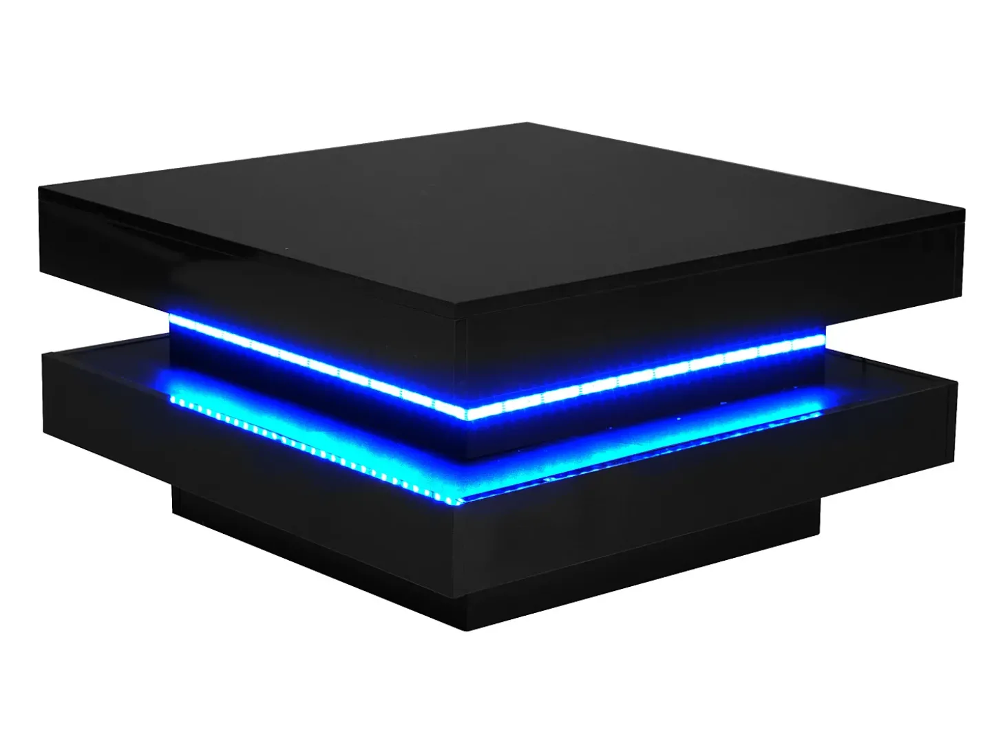 Mesa de centro contemporânea com LED em 16 cores - formato quadrado - Preto