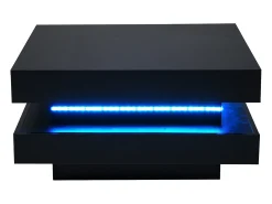 Mesa de centro contemporânea com LED em 16 cores - formato quadrado - Preto