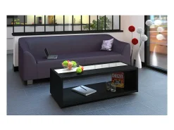 Mesa de centro DANN estilo contemporâneo preto com faixa envidraçada - L 116 x l 51 cm
