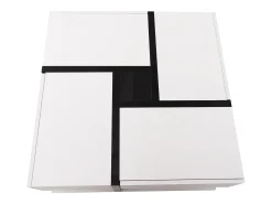 Mesa de centro de alto brilho com 4 gavetas - 78 x 78 x 36 cm - espaço de armazenamento embaixo - aglomerado - branco