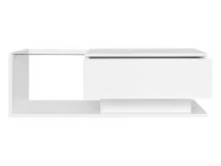 Mesa de centro de design com LED inteligente, branco brilhante e vidro integrado, 100x50 cm