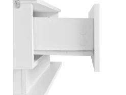 Mesa de centro de design com LED inteligente, branco brilhante e vidro integrado, 100x50 cm