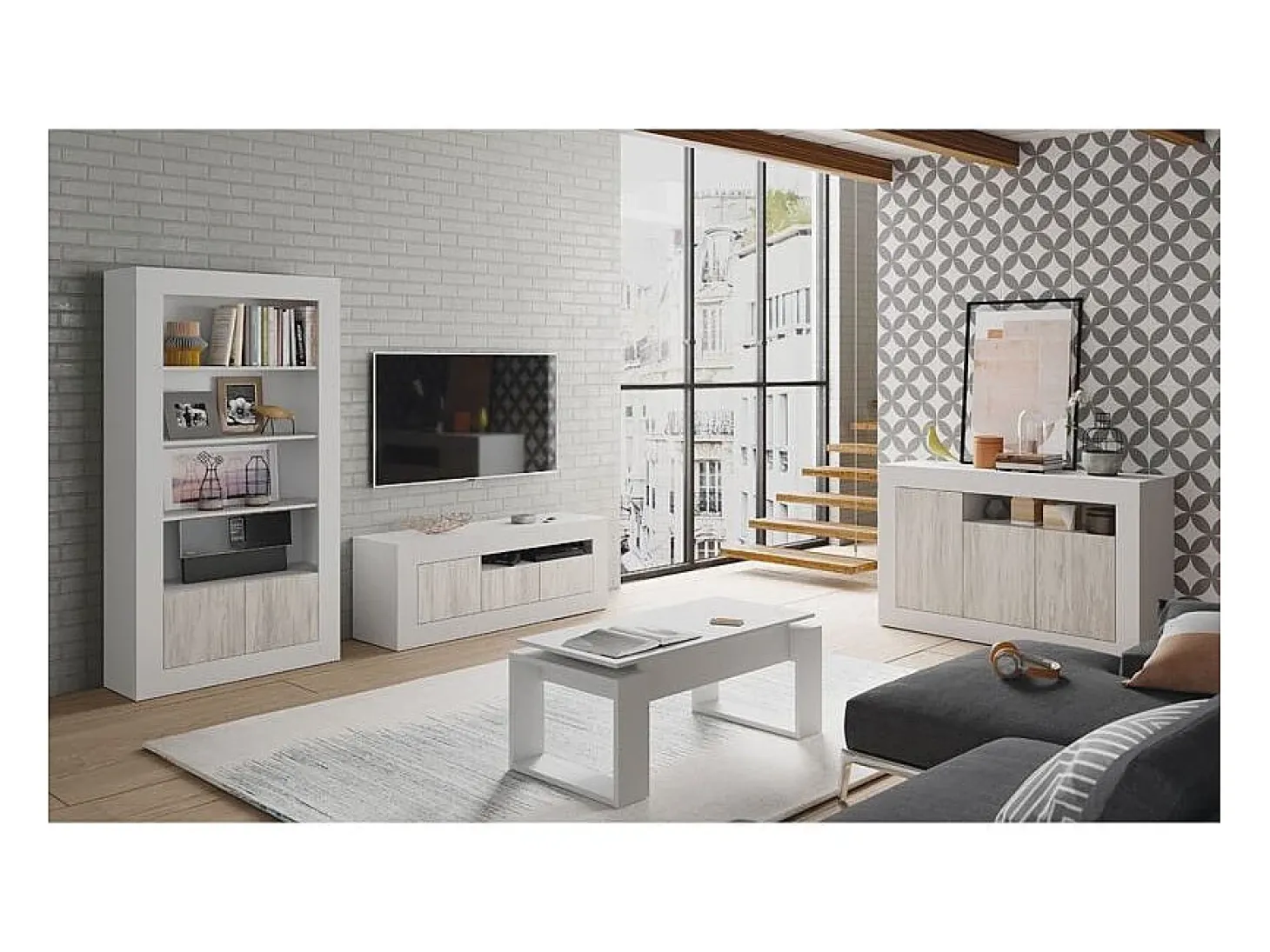 Mesa de centro de design com tampo elevatório L102 cm - Ciara, ideal para espaços pequenos